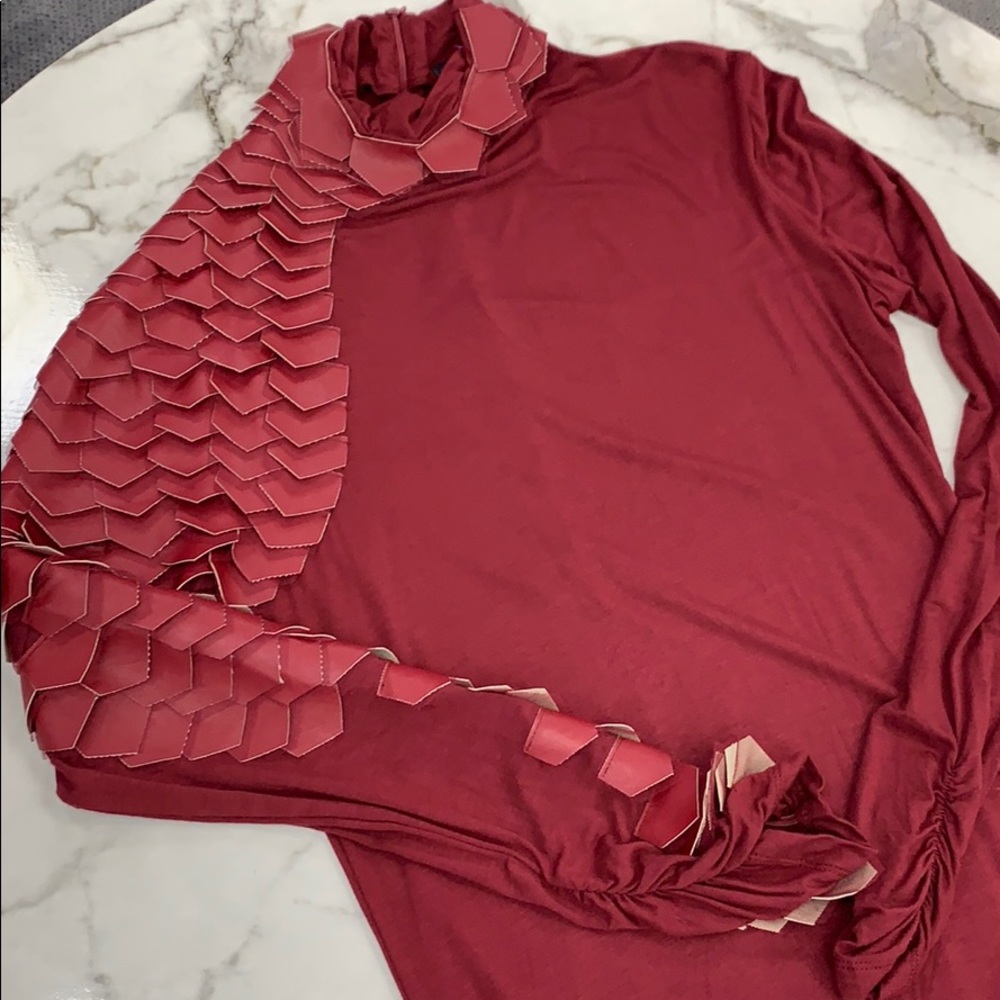 Beautiful Top with leather sleeve